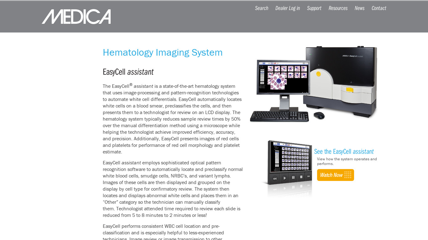 Medica EasyCell Landing page