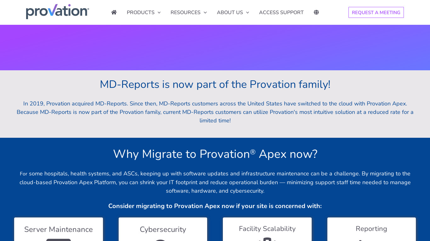 MD-Reports Ambulatory EHR Suite Landing page