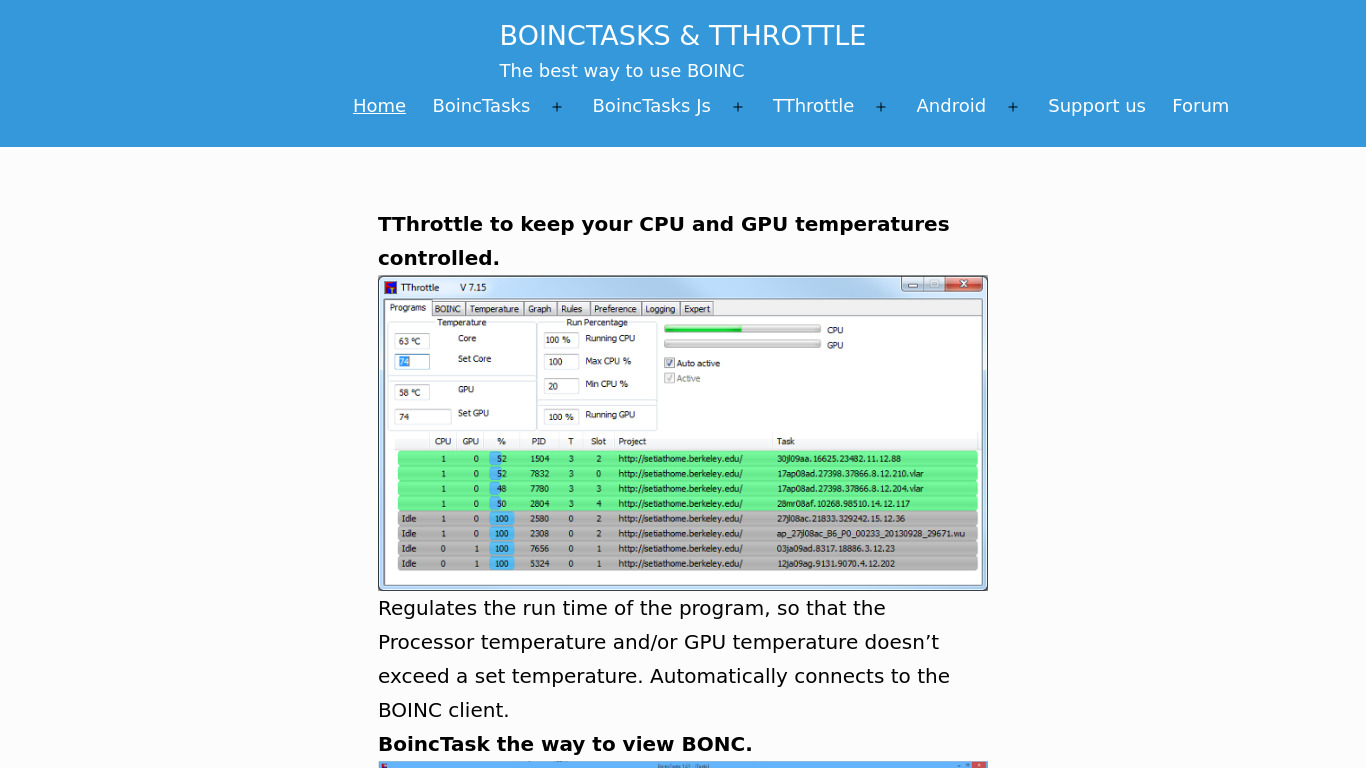 TThrottle Landing page