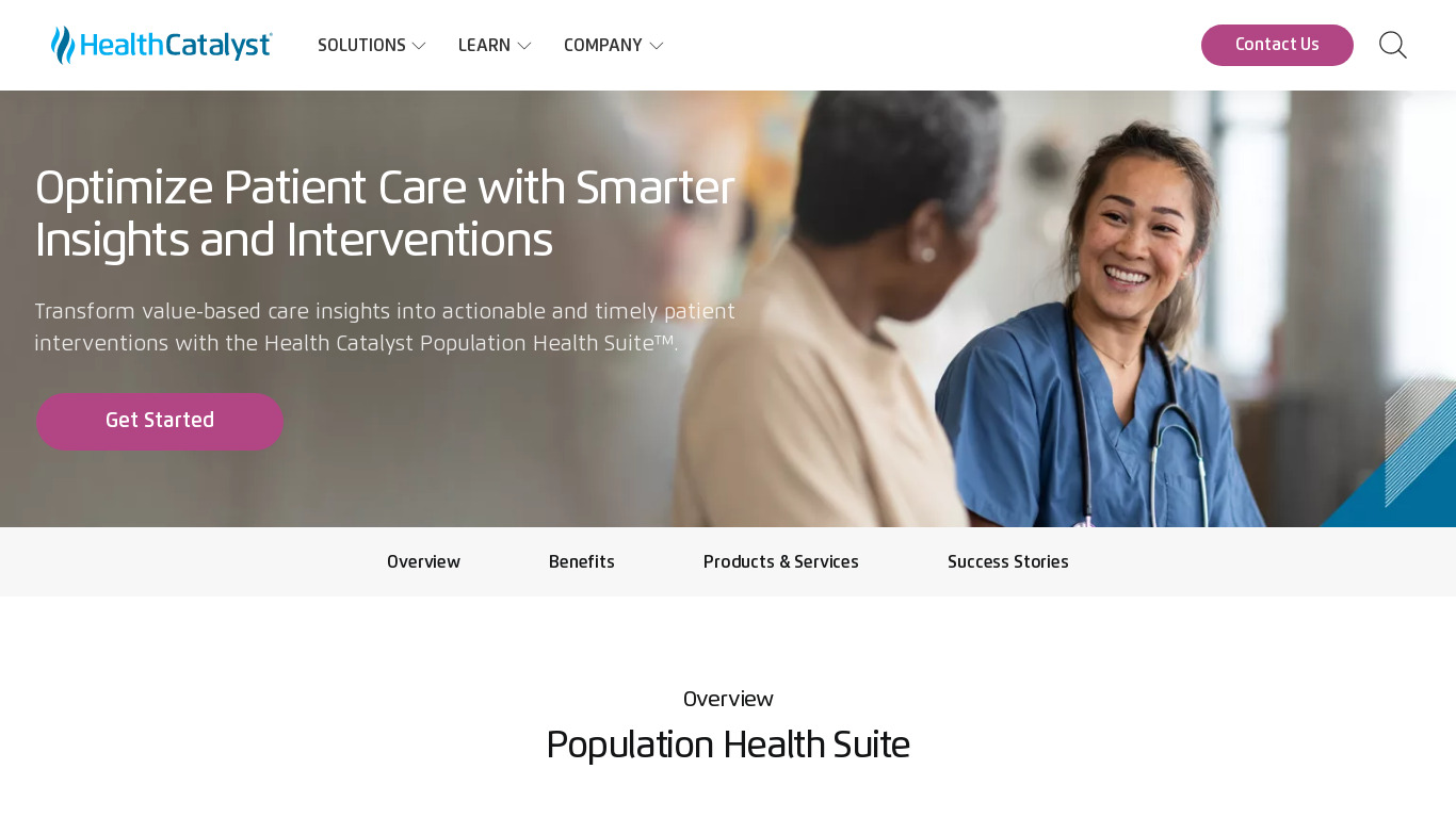 HealthCatalyst Care Management Suite Landing page
