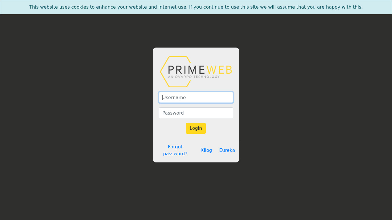 PrimeWEB Landing page