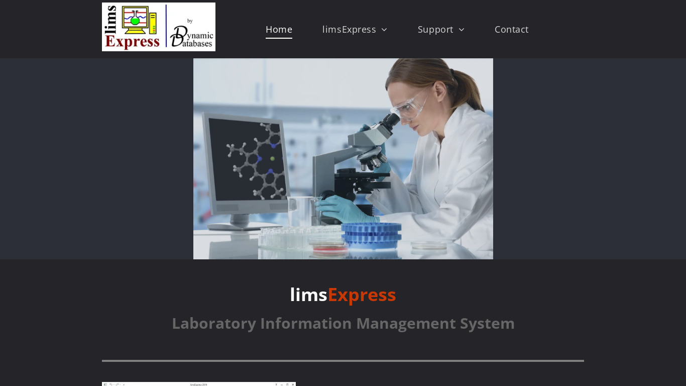 limsExpress Landing page