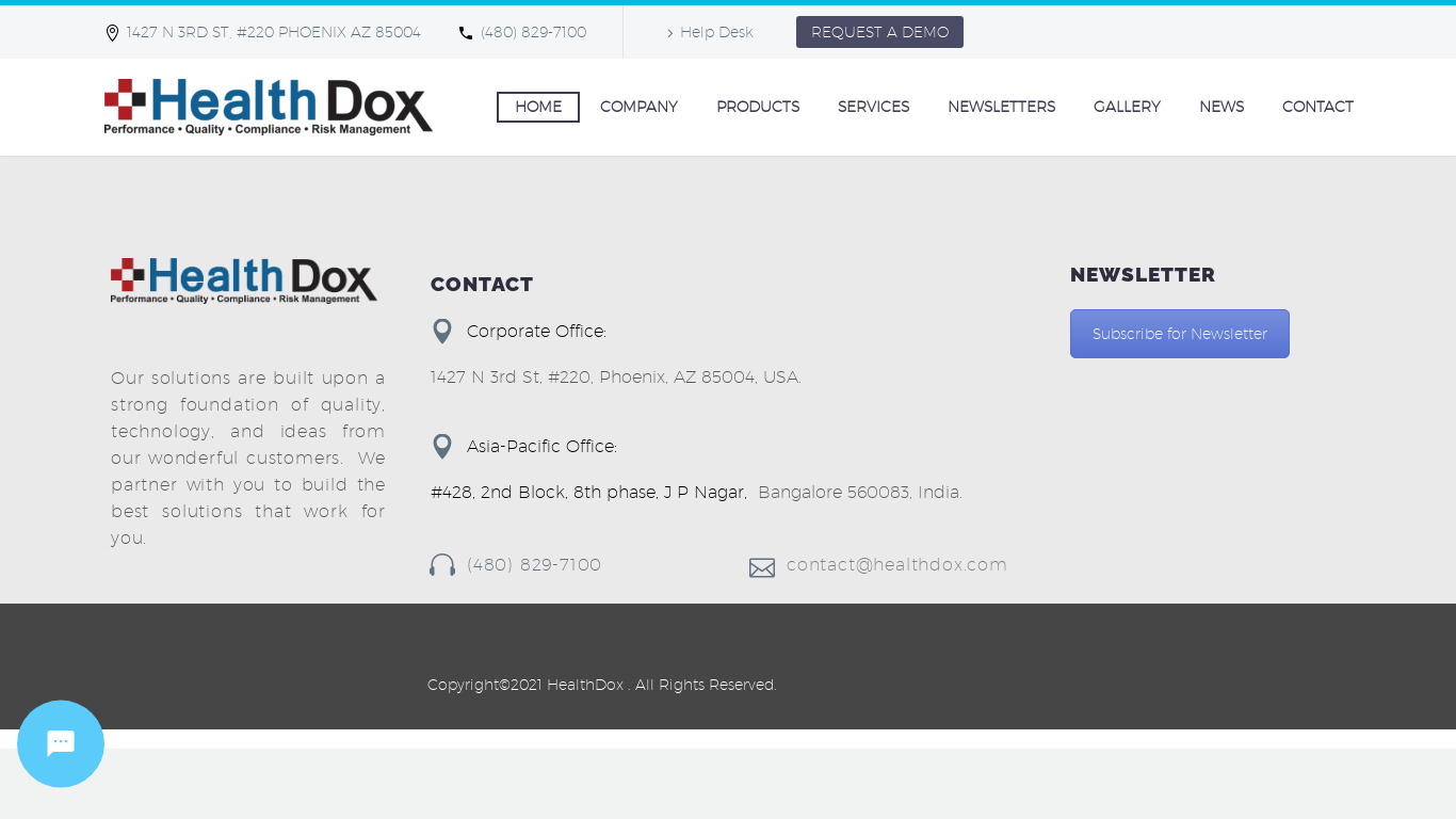 HealthDox GRC Landing page
