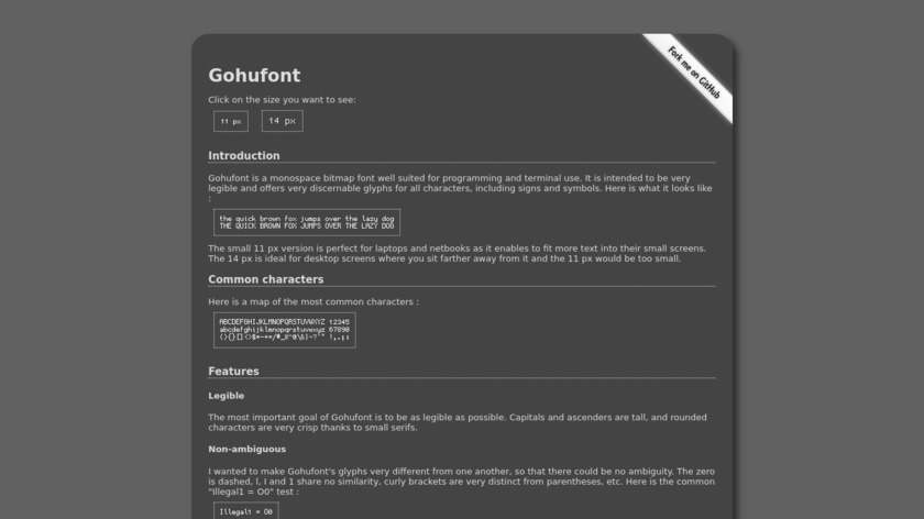 GohuFont Landing Page