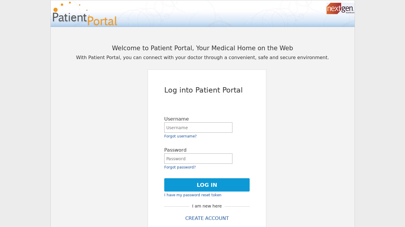 PatientPORTAL Landing page