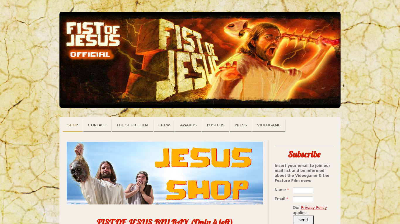 Fist of Jesus Landing page