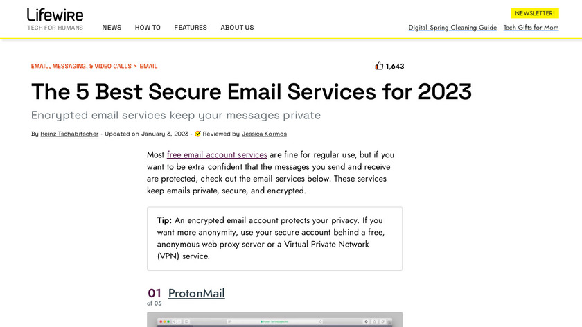 Secure Emailing System Landing Page