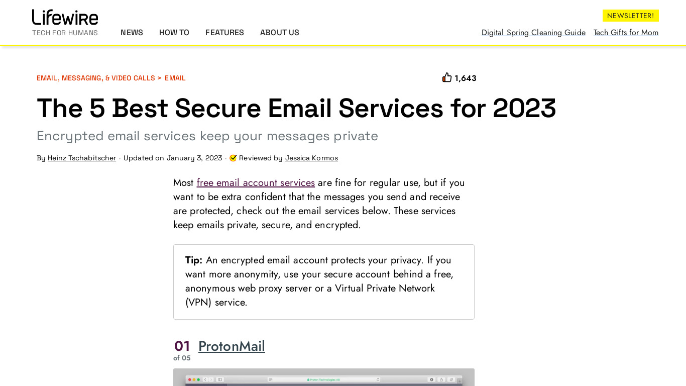 Secure Emailing System Landing page