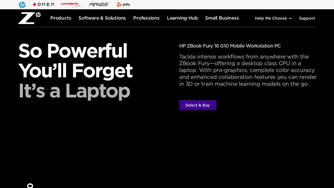 HP ZBook 17 Landing page