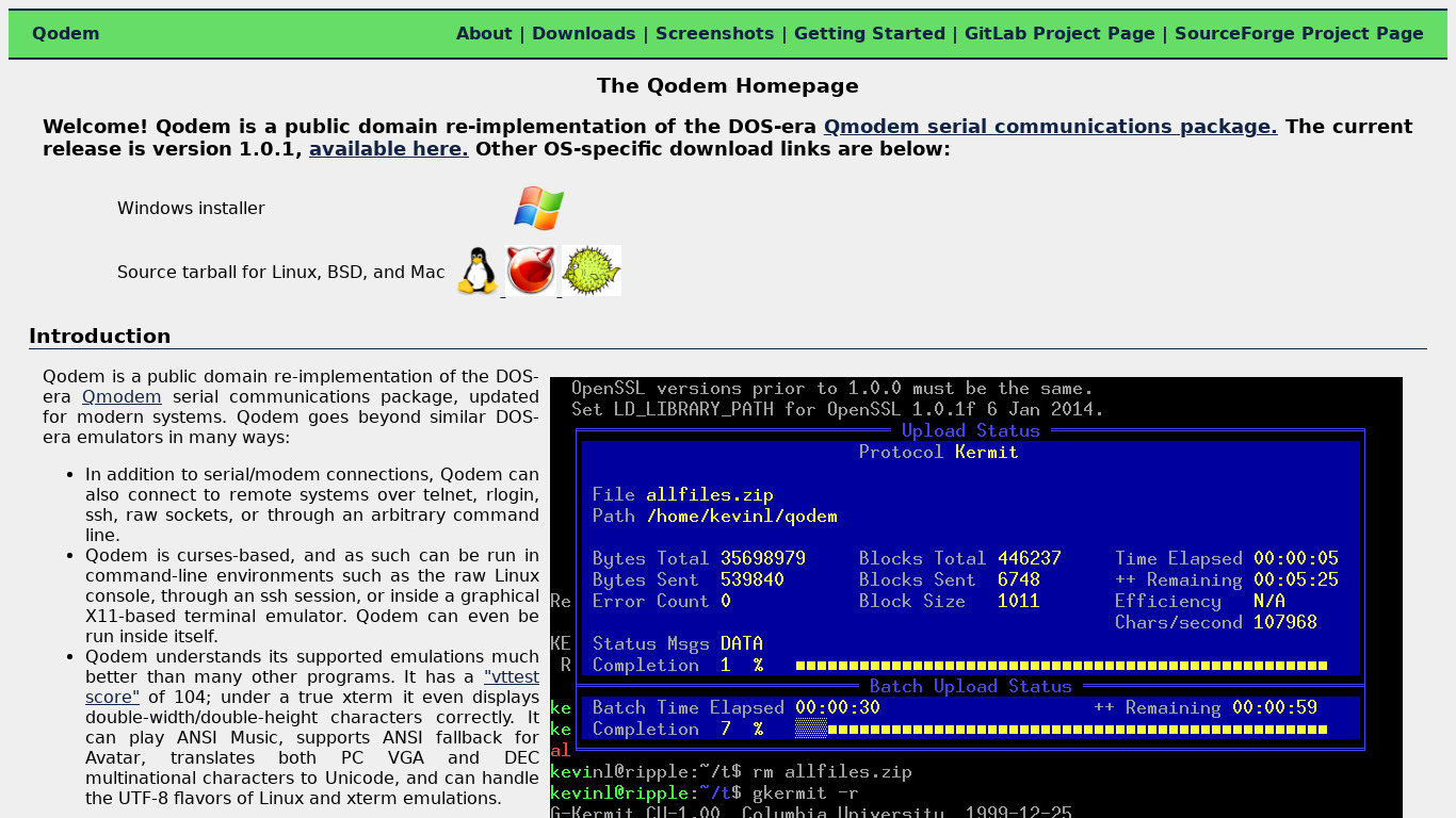 Qodem Landing page