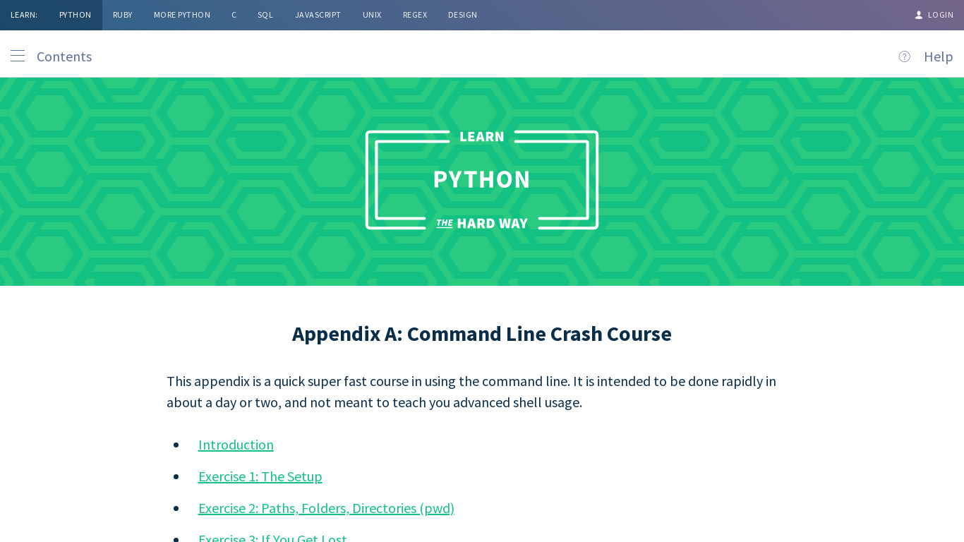 The Command Line Crash Course Landing page