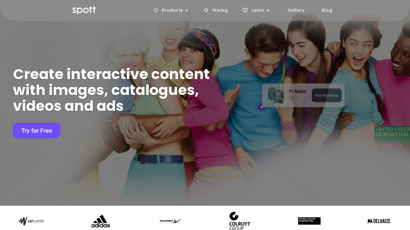 Spott Interactive video & images Landing page