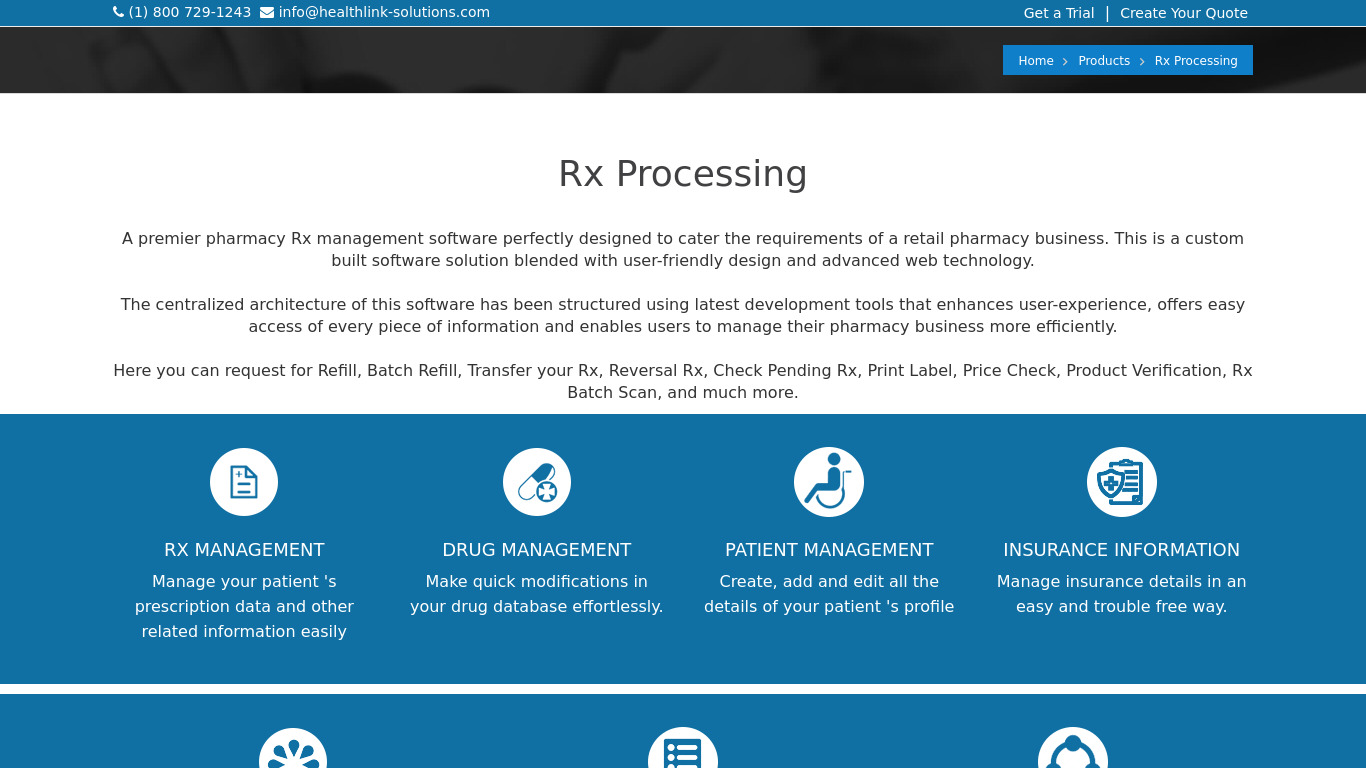 Rx Processing Landing page