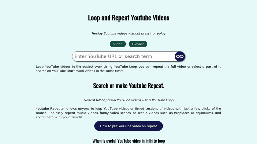 YouXube - Repeat Youtube Videos Landing Page