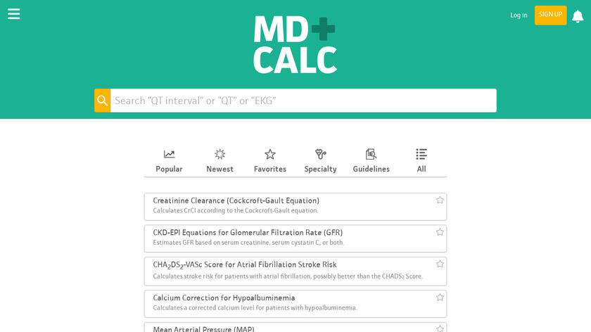 MedCalc Landing Page