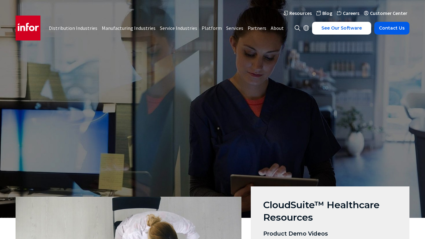 CloudSuite Healthcare Landing page