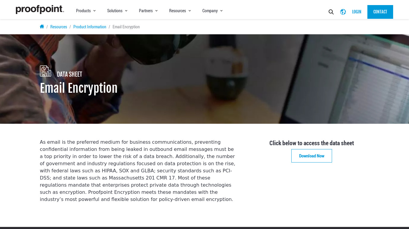 Proofpoint Email Encryption Landing page
