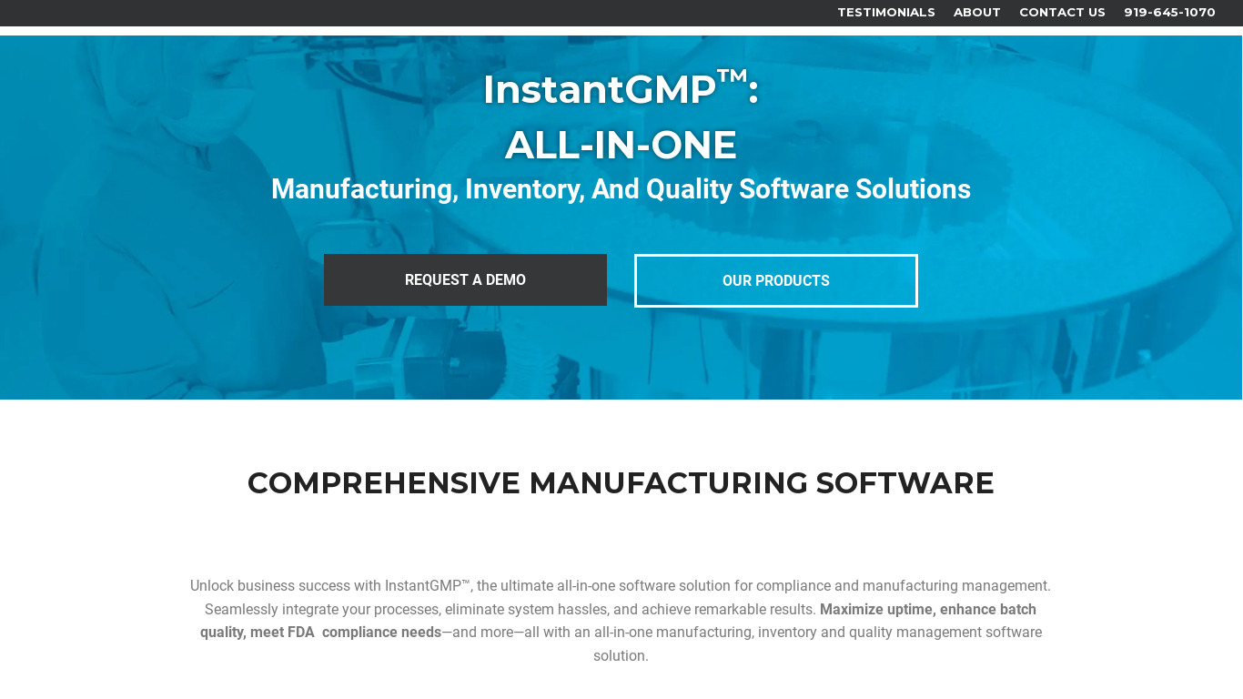 InstantGMP MD Landing page