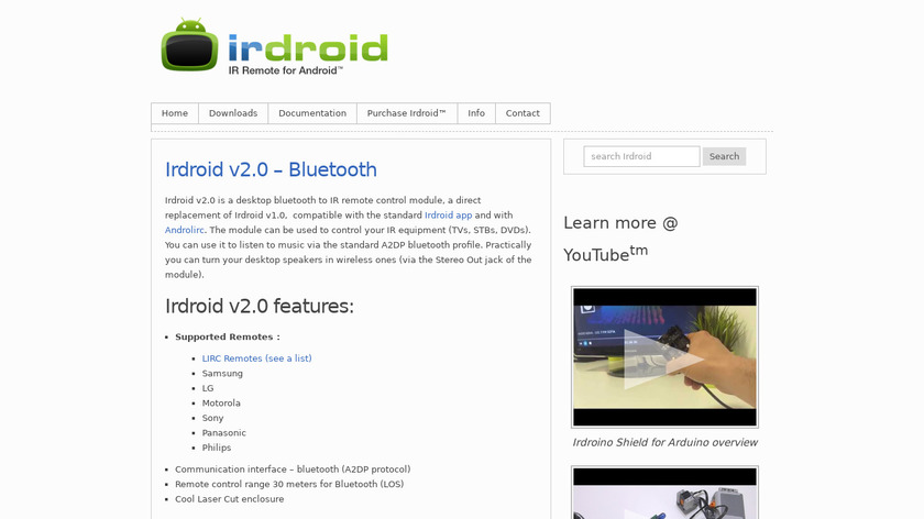 Irdroid v2.0 – Bluetooth Landing Page