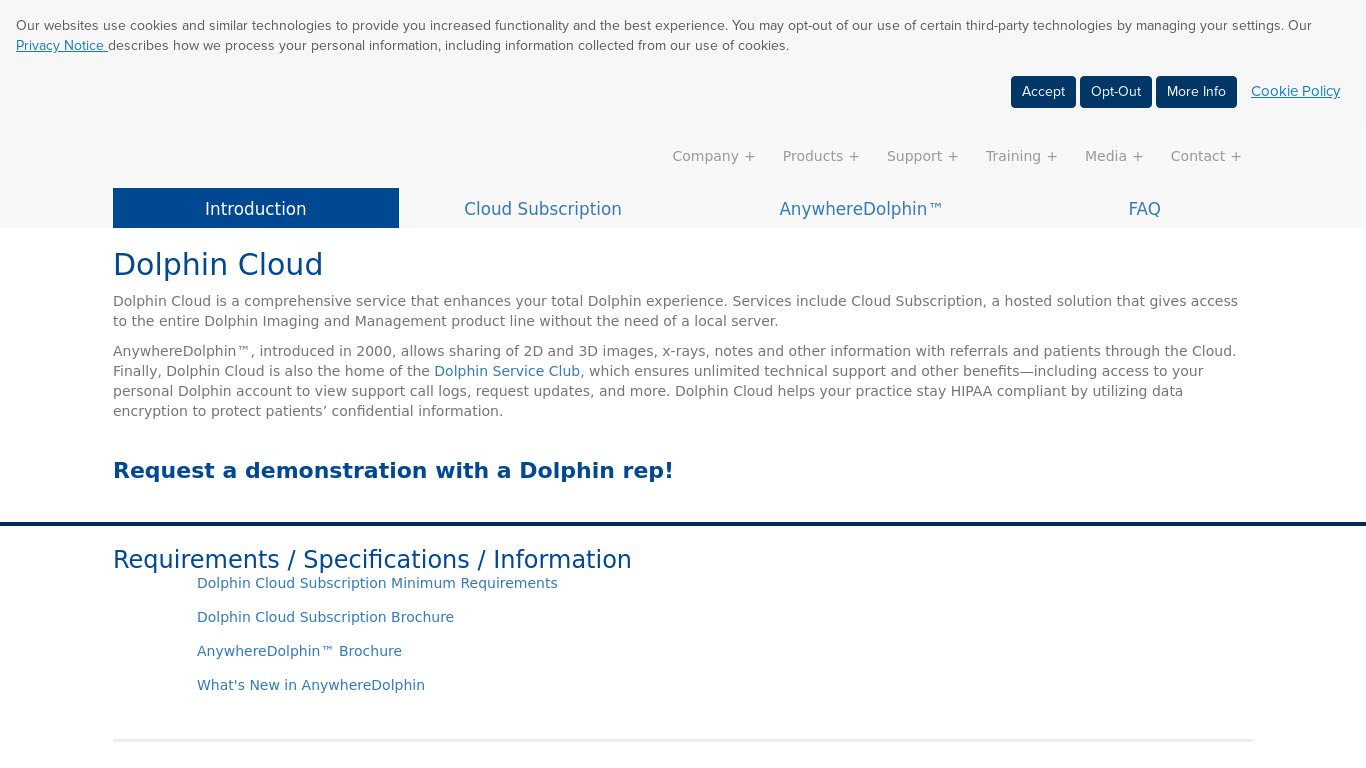 Dolphin Cloud Landing page