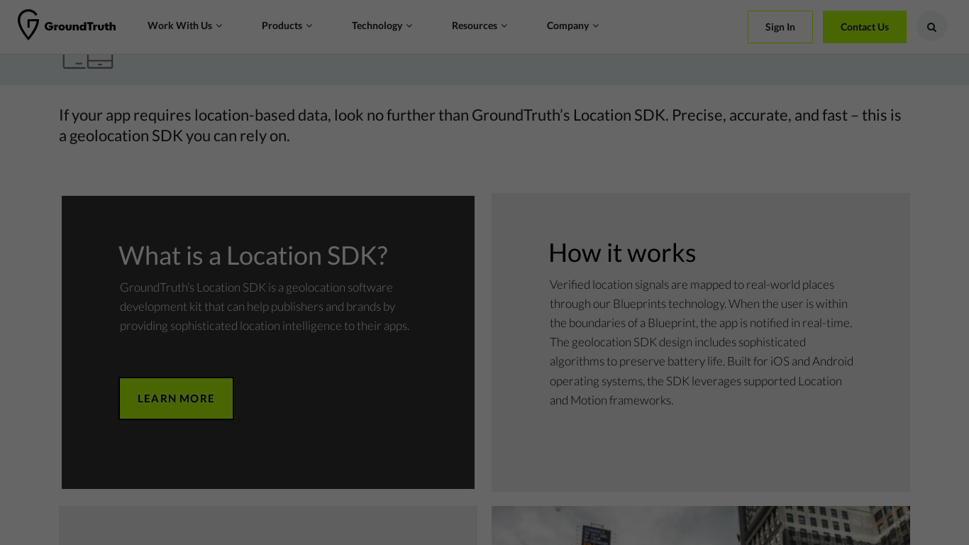 Groundtruth Location SDK Landing page