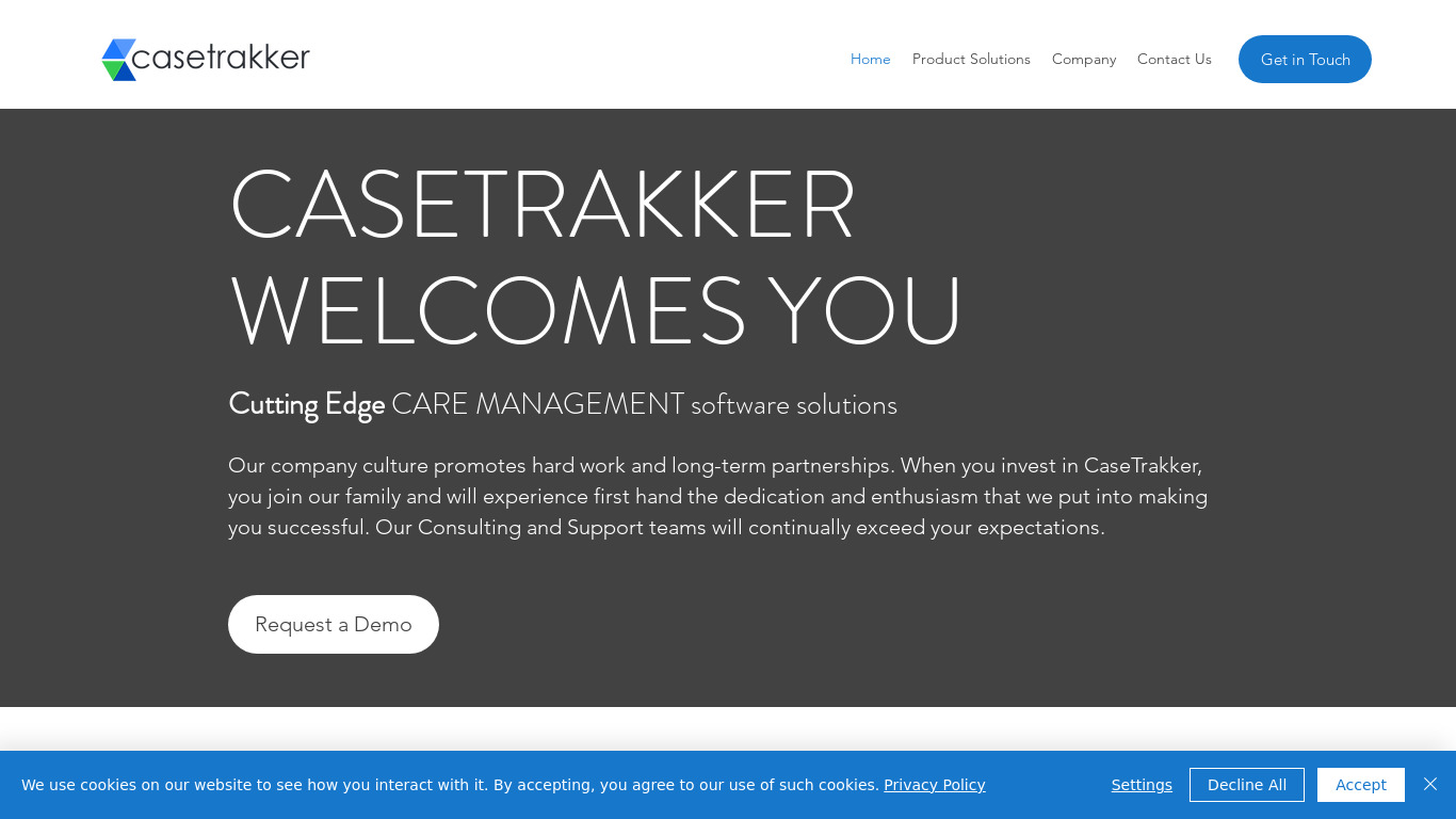 CaseTrakker Landing page