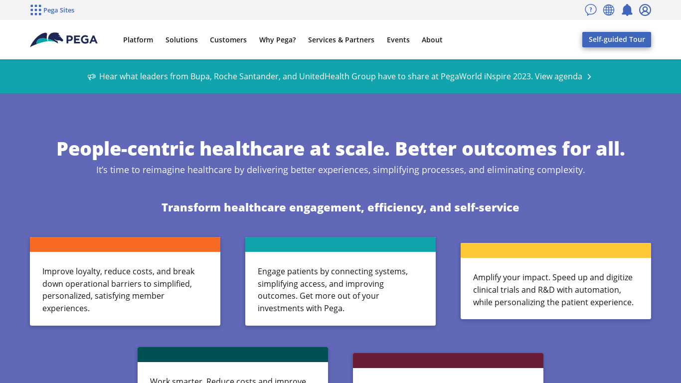 Pega for Healthcare Landing page