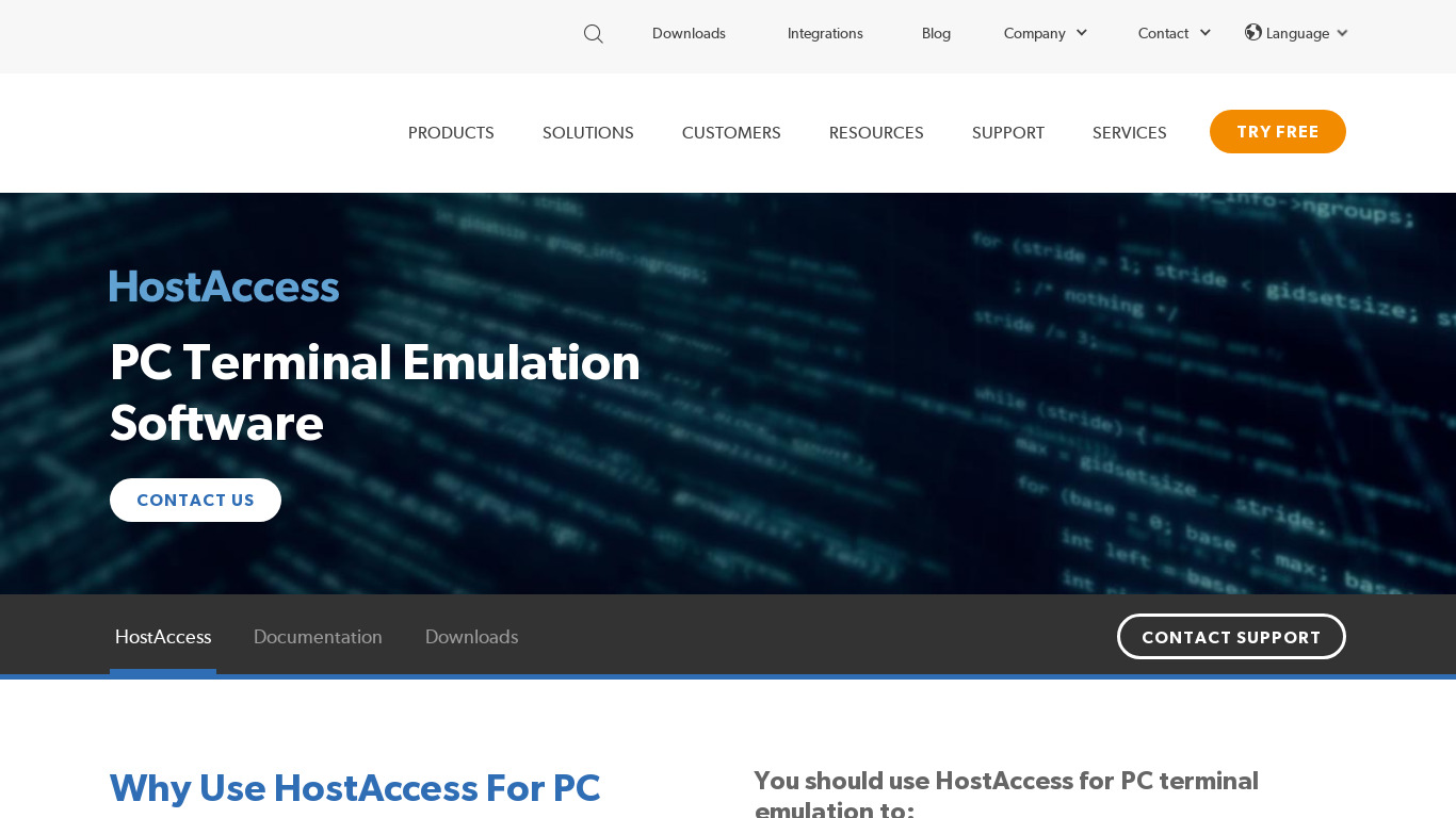 HostAccess Landing page