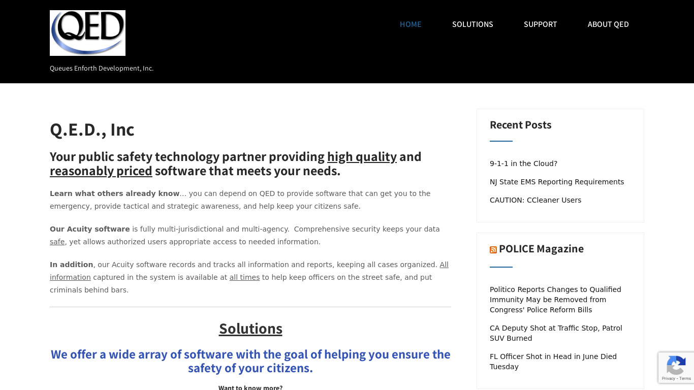 Acuity Public Safety Software Landing page
