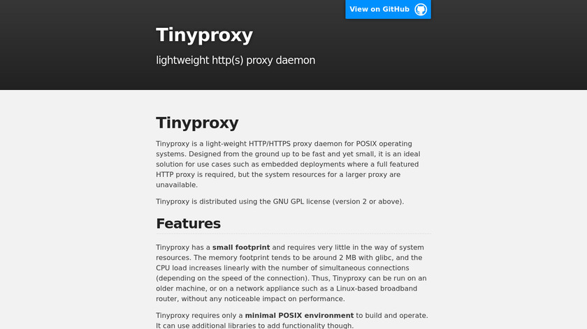 TinyProxy Landing Page