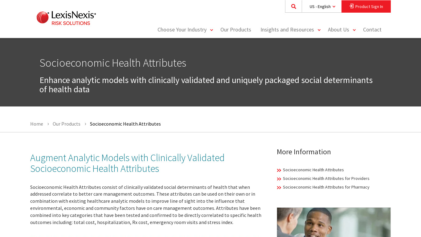 LexisNexis Socioeconomic Health Attributes Landing page