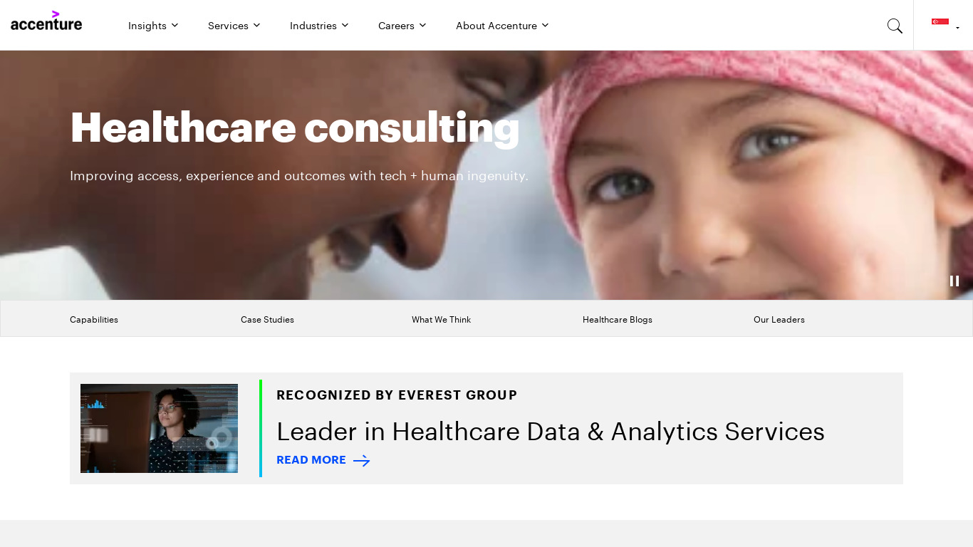 Accenture Health Experience Platform Landing page