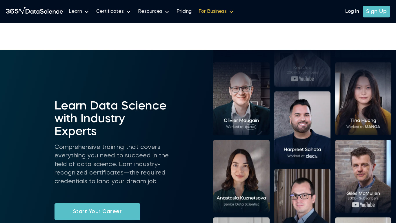 365 Data Science Landing page