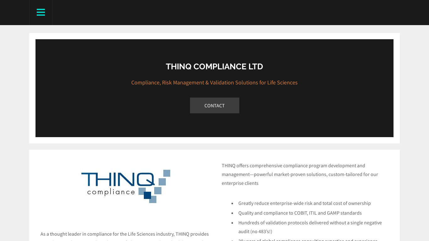 THINQ Compliance Manager Landing page
