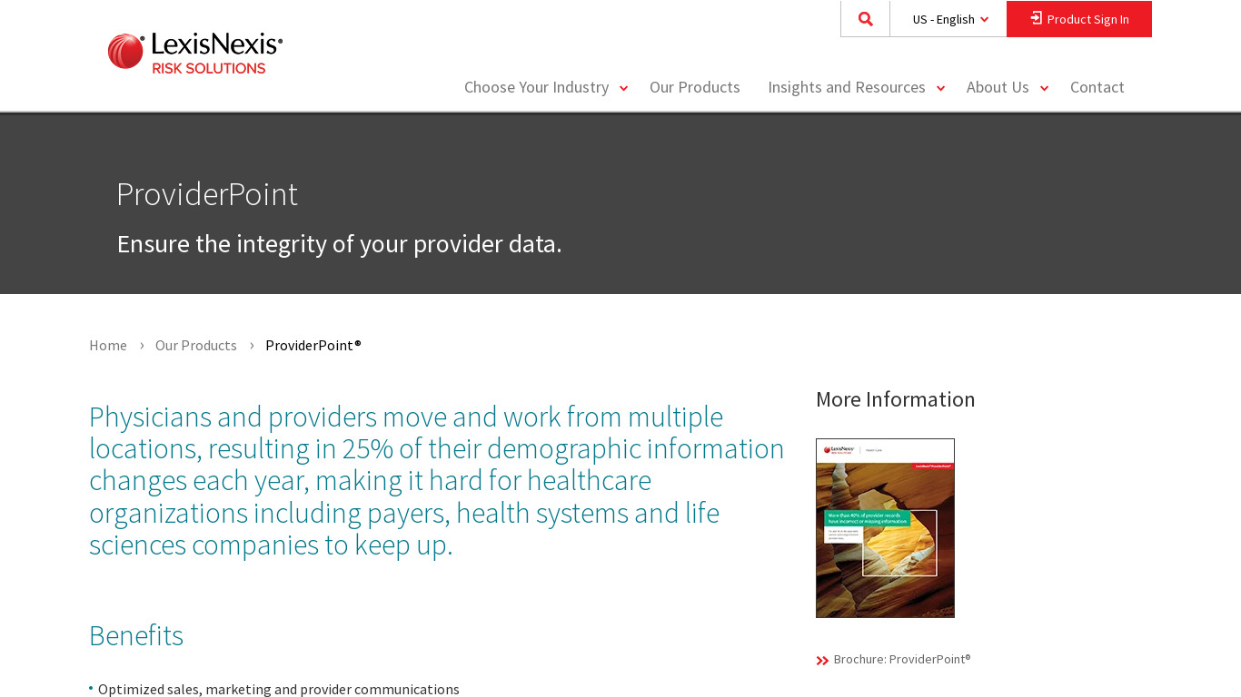 LexisNexis ProviderPoint Landing page