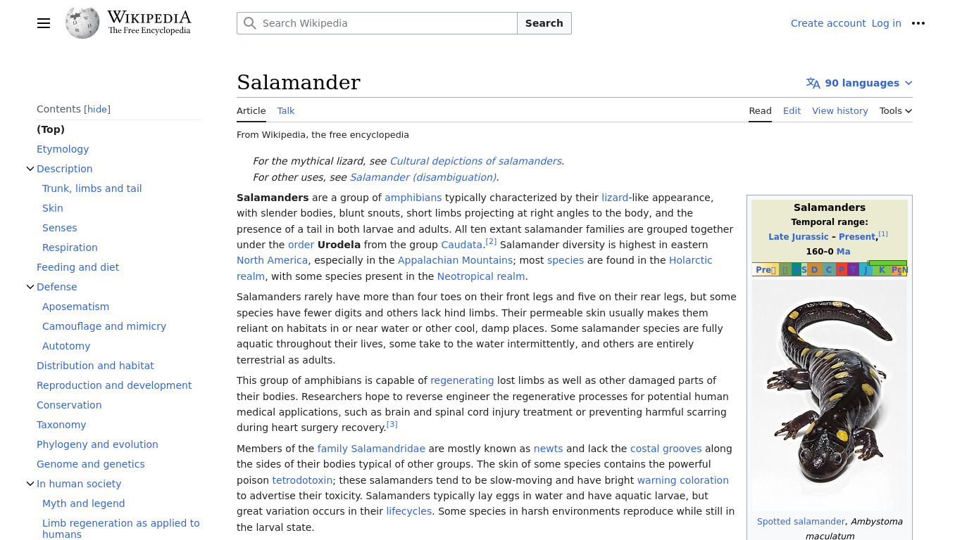 Salamander Landing page