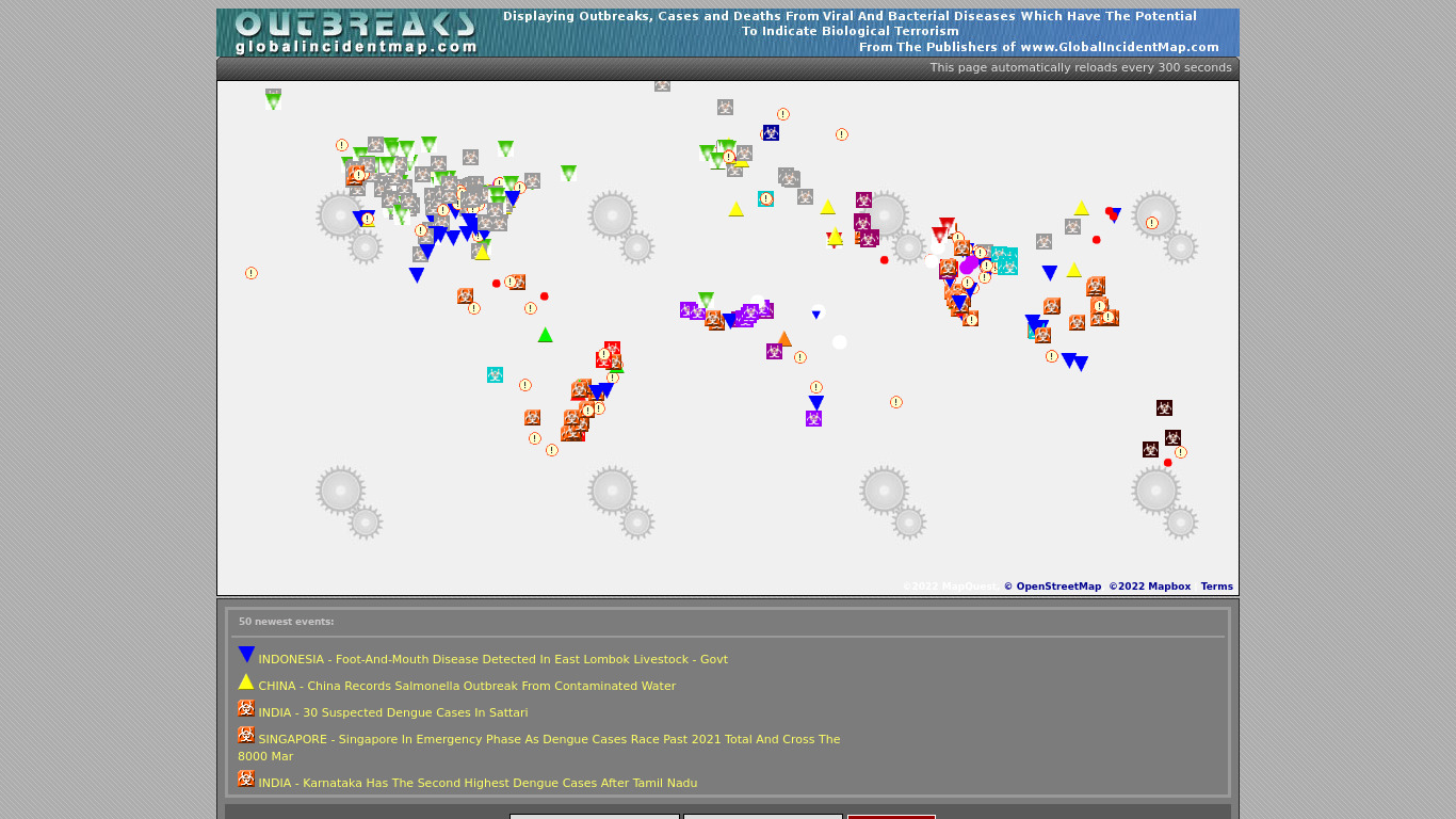 outbreaks.globalincidentmap.com Global Outbreak Landing page