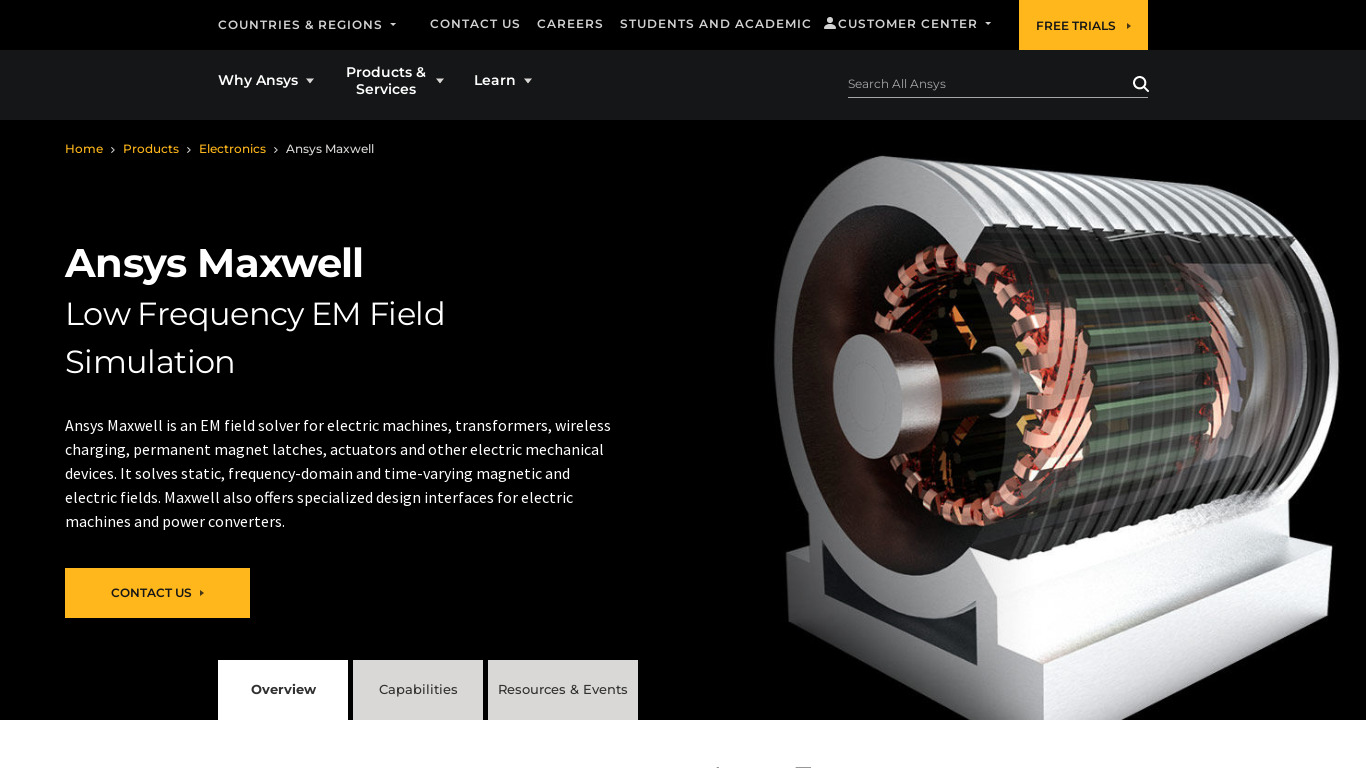 ANSYS Maxwell Landing page
