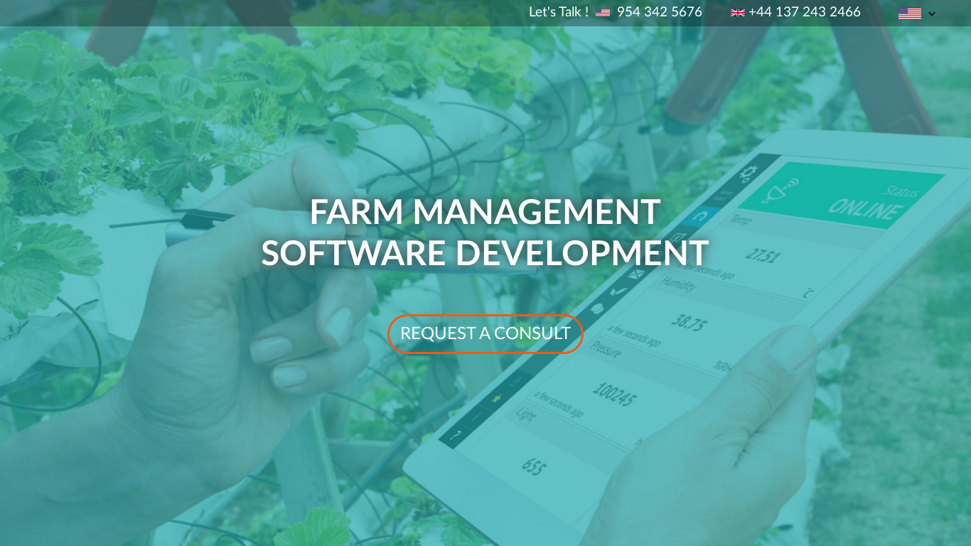 Chetu Custom Farm Management Landing page