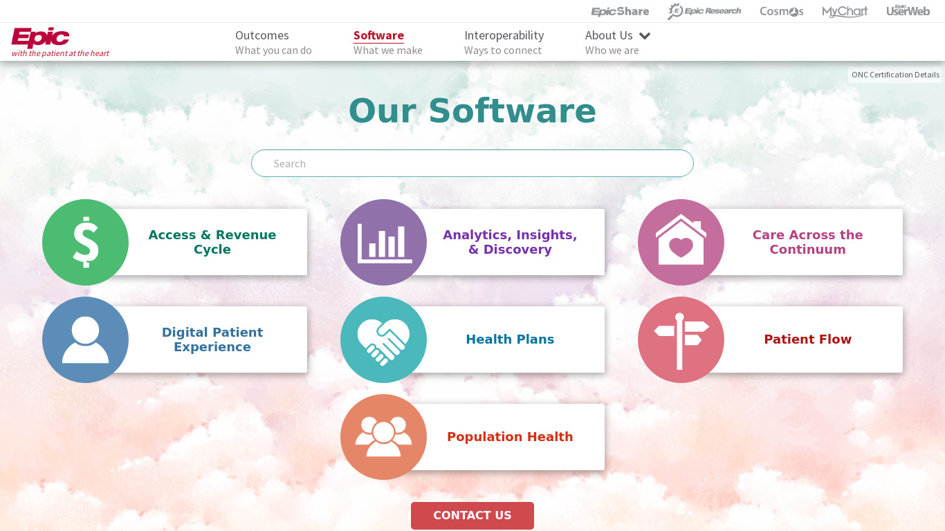 SoftCure Hospital Software Landing page