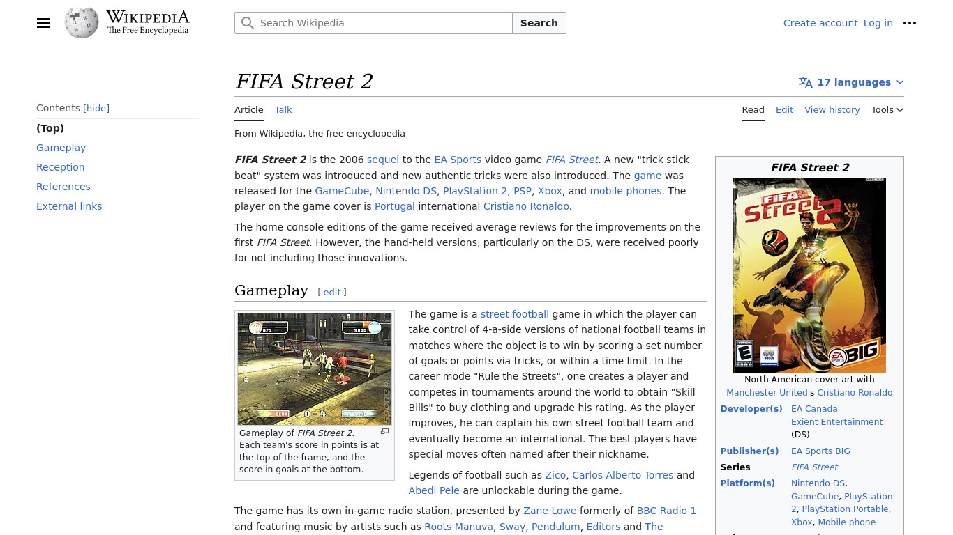 FIFA Street 2 Landing page