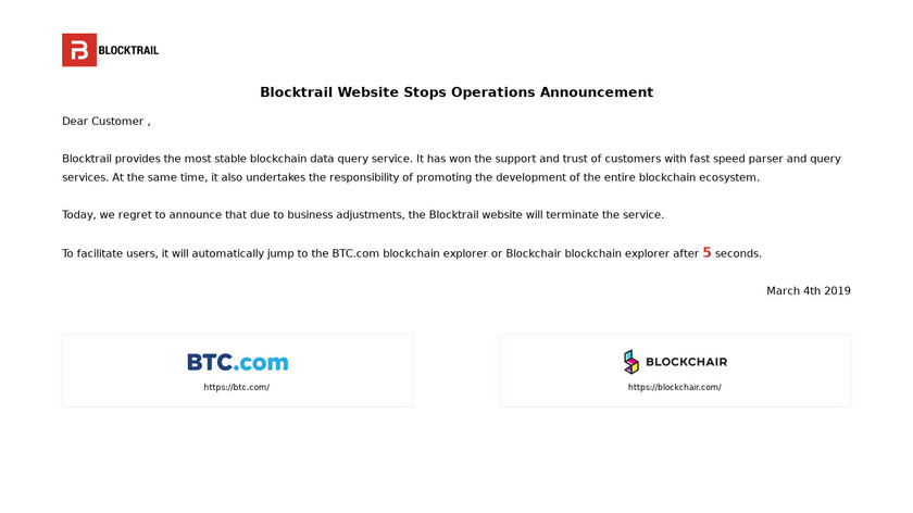 BlockTrail Landing Page
