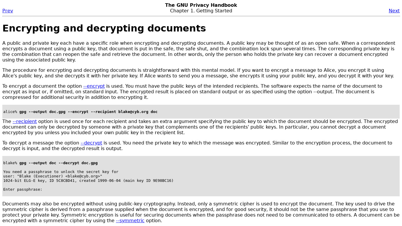 GPG encrypted text file Landing page