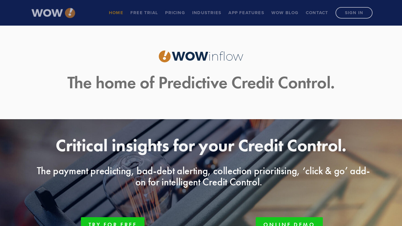 WOWinflow Landing page