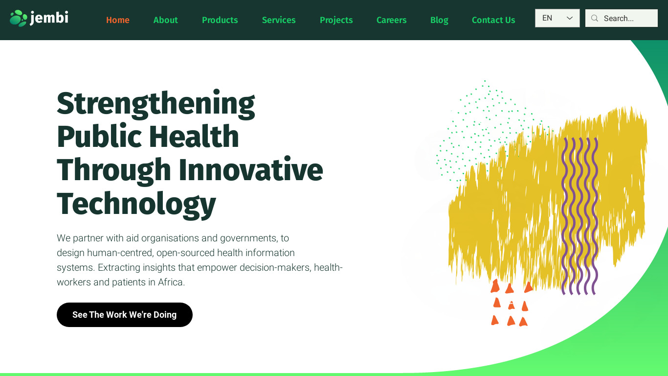 Jembi Health Systems Landing page