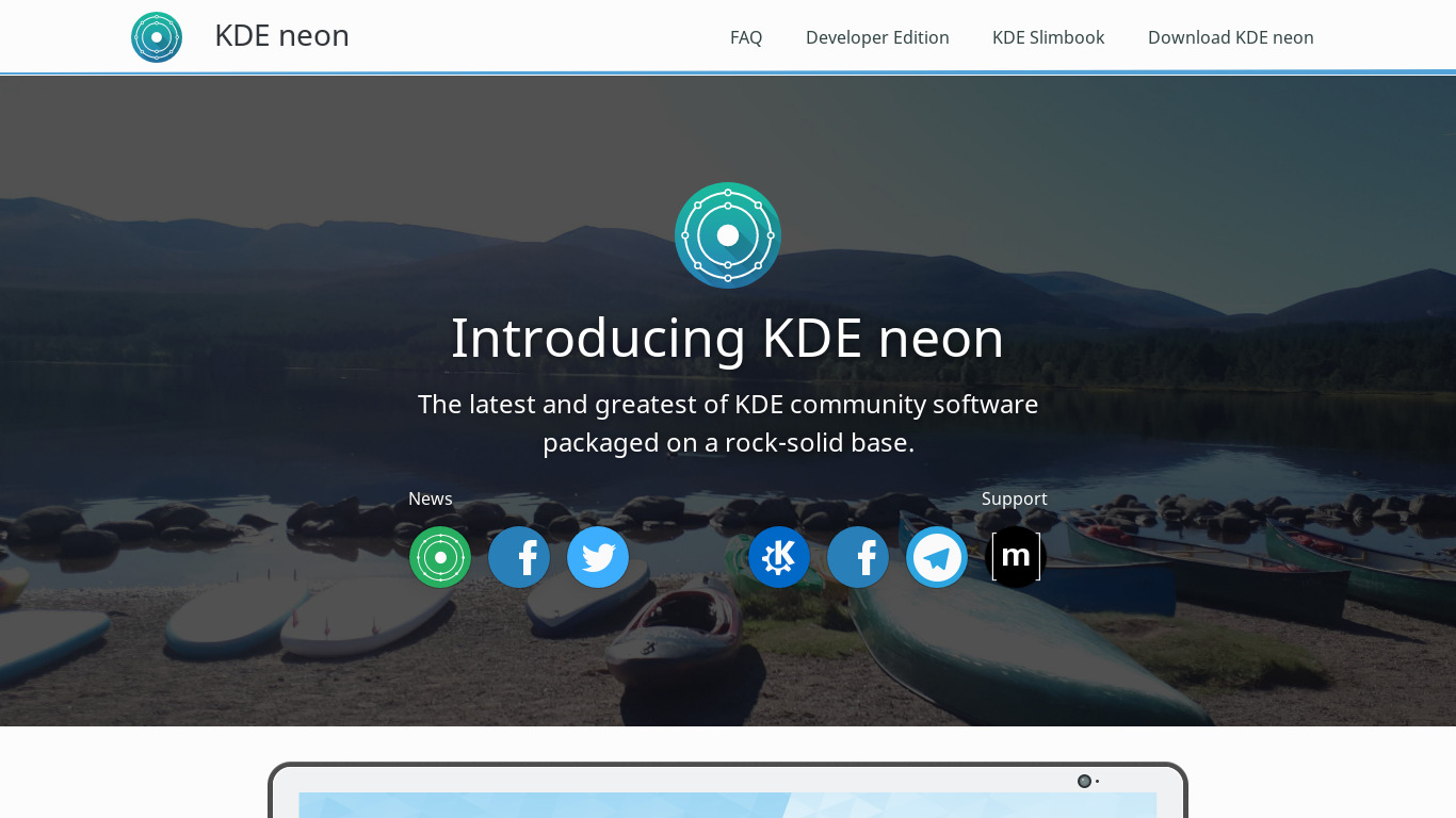 KDE neon Landing page