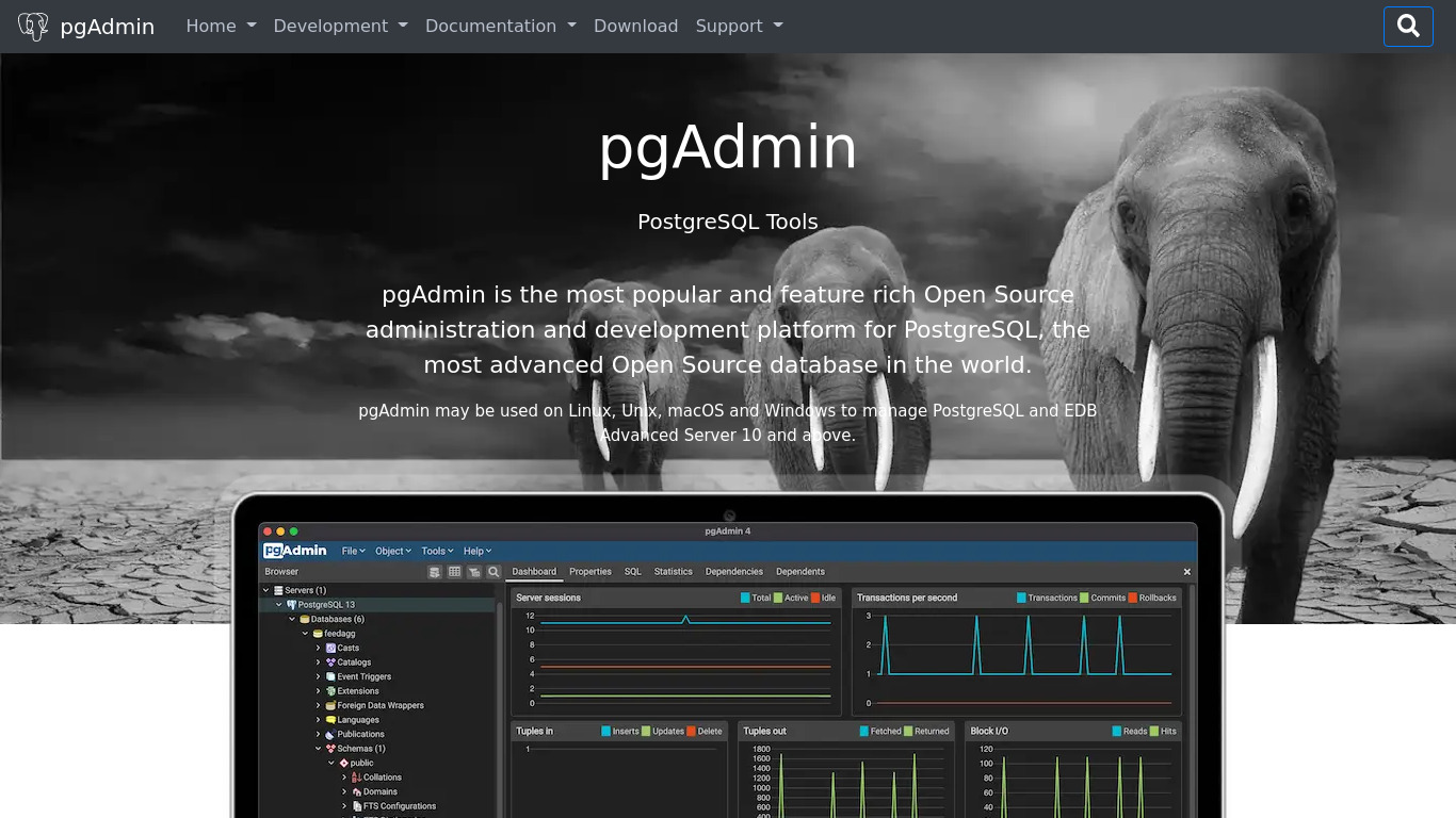 pgAdmin Landing page