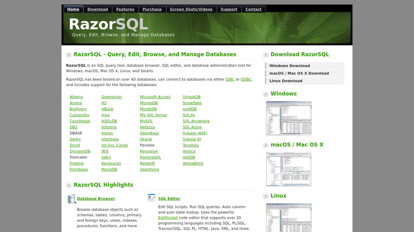 RazorSQL Landing Page