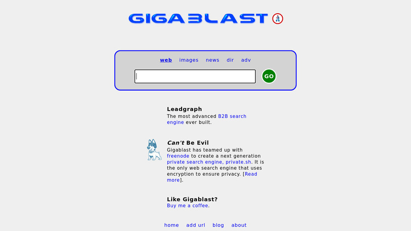 Gigablast Landing Page