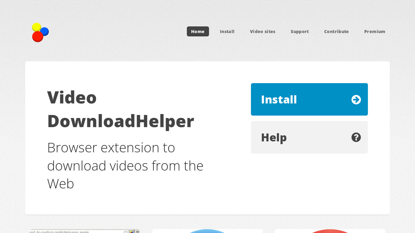 Video DownloadHelper Landing page